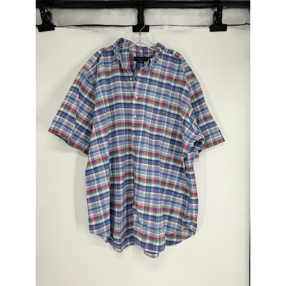 Polo Ralph Lauren 4XL Tall 4XLT Colorful Plaid Button Down Short Sleeve Pony
